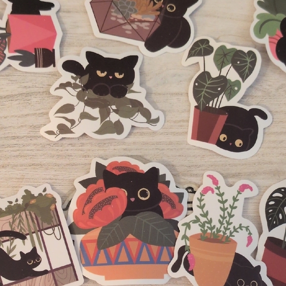 Hallmark Black Cat Plant Stickers - Picture 6 of 11
